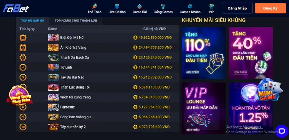 Giao diện game bắn cá Cubet với nhiều loại cá và vũ khí hiện đại